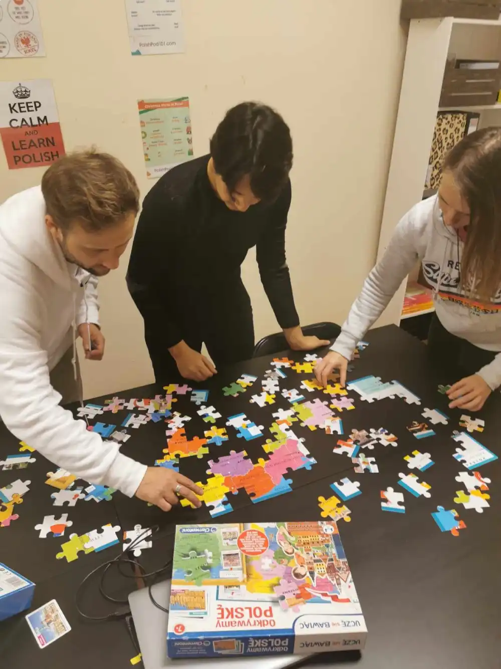 International students during Polish conversation classes
